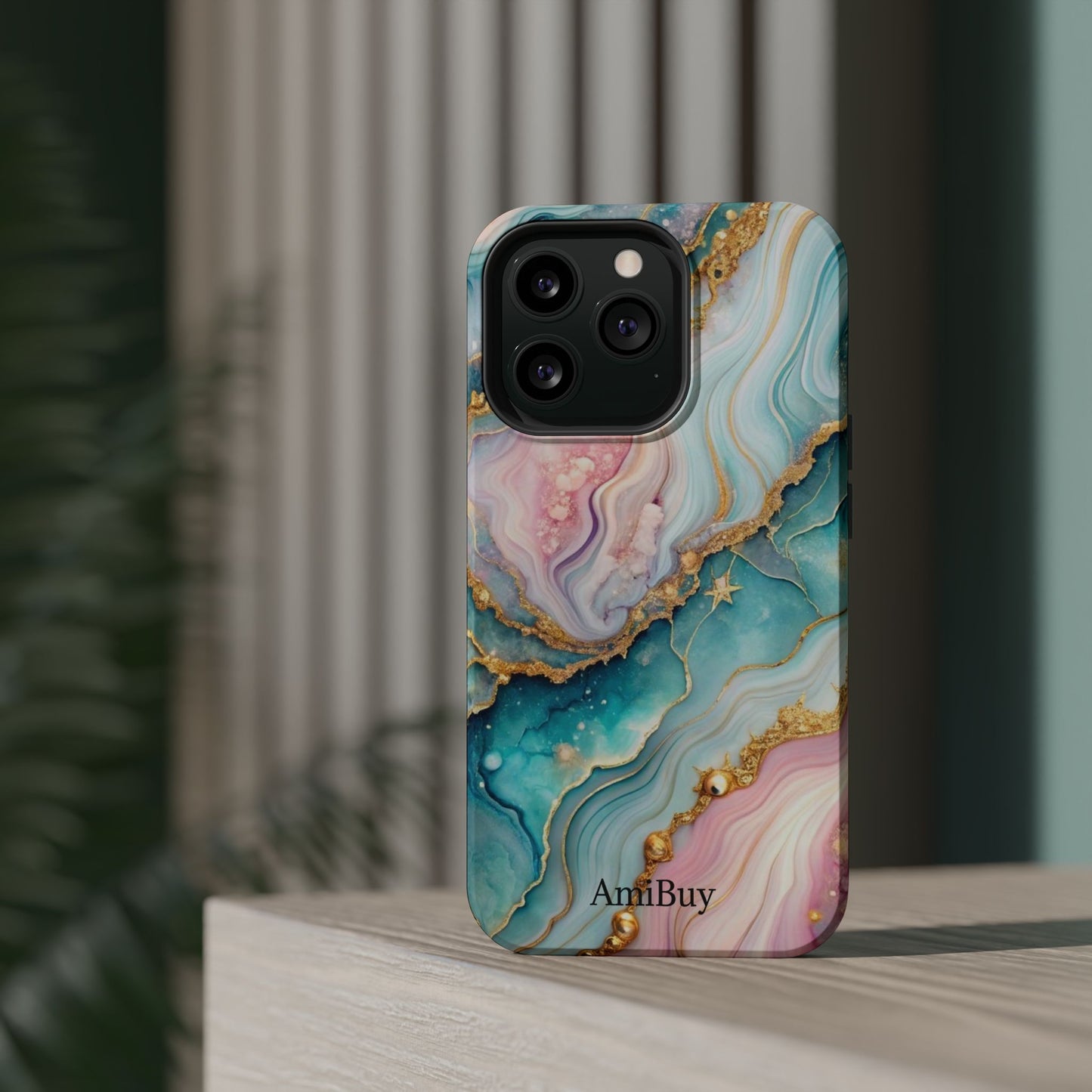 Marbled Aqua & Rose Gold Magnetic Impact Phone Case