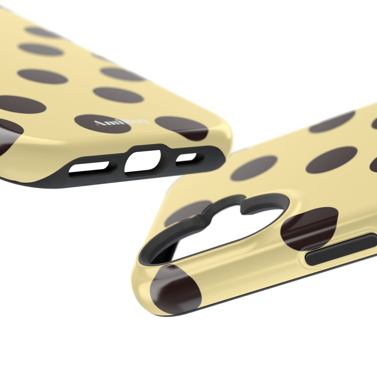 Polka Dot Magnetic Impact Phone Case — Yellow & Black Protective Cover