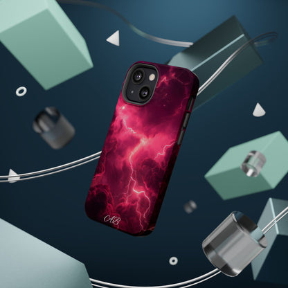 Magenta Lightning Phone Case — Magnetic Impact-Resistant iPhone Cover
