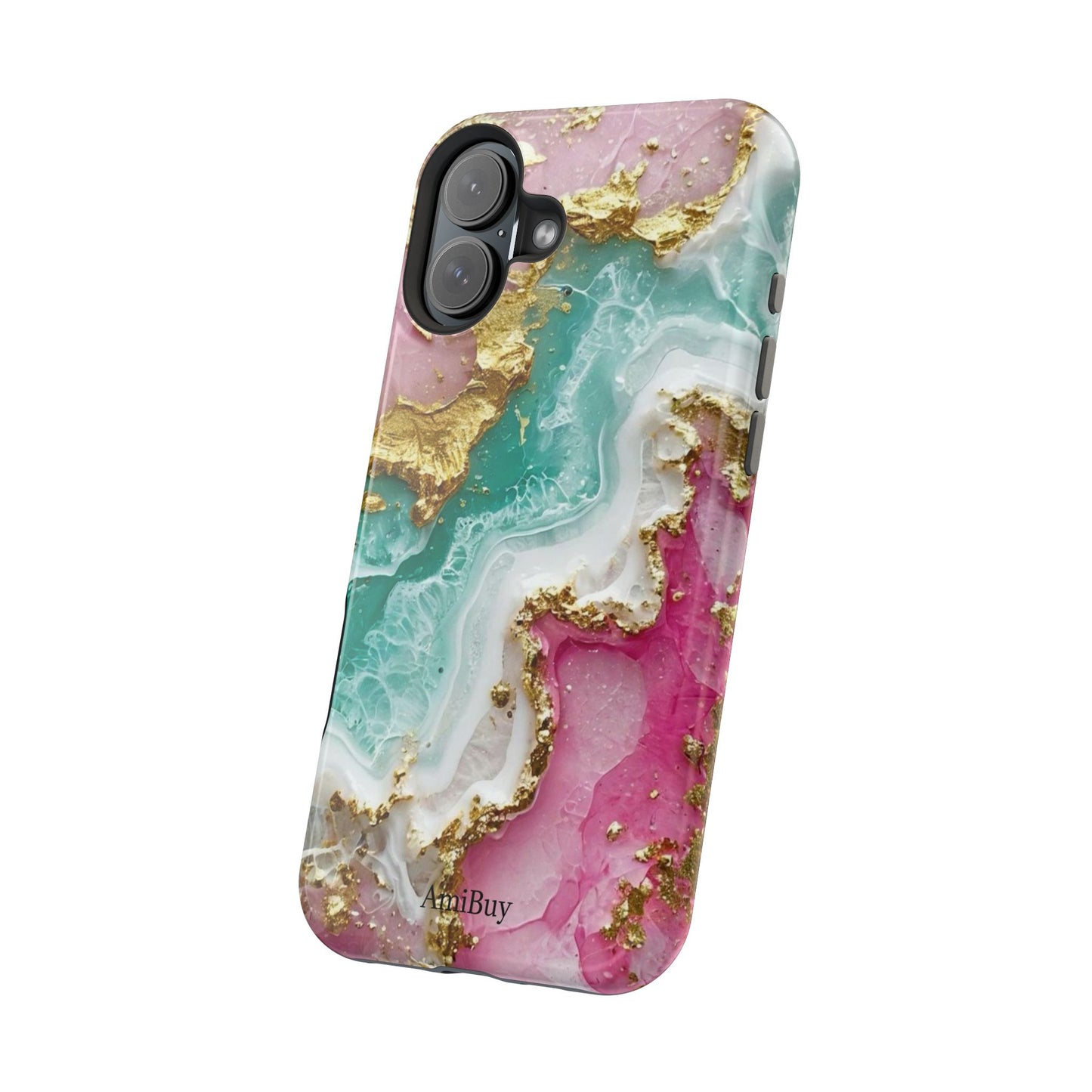 Marbled Pink & Teal Geode Magnetic Impact Phone Case