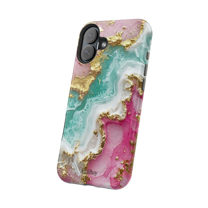 Marbled Pink & Teal Geode Magnetic Impact Phone Case