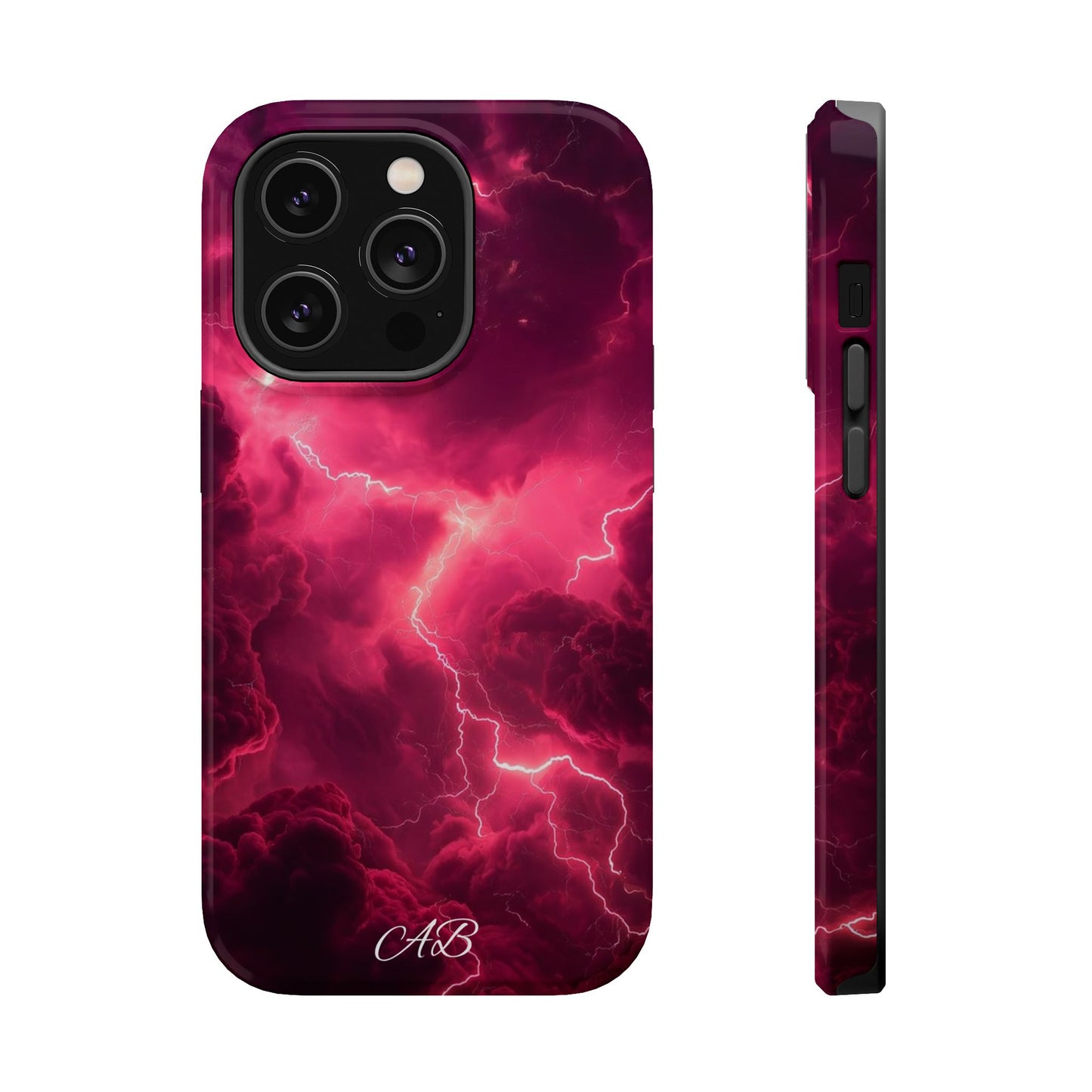 Magenta Lightning Phone Case — Magnetic Impact-Resistant iPhone Cover