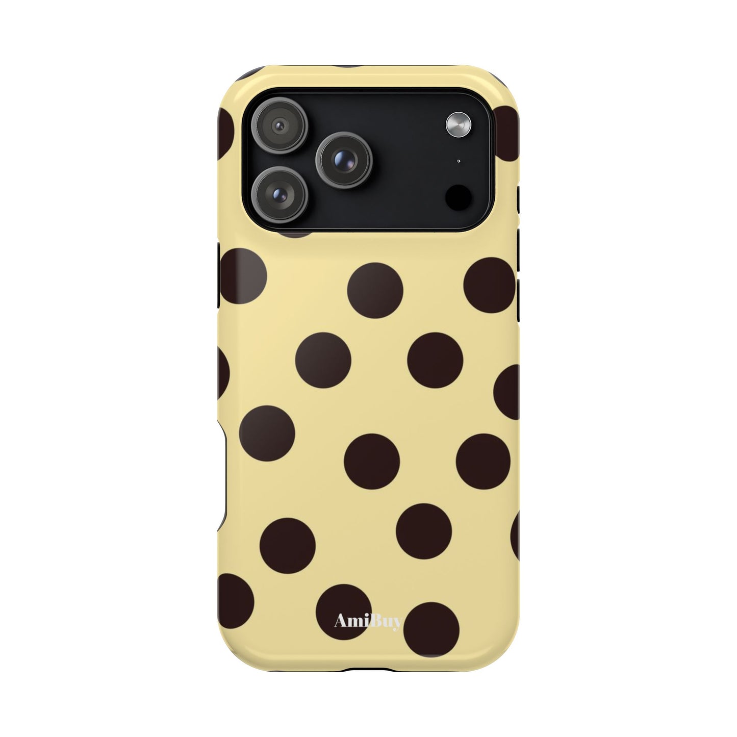 Polka Dot Magnetic Impact Phone Case — Yellow & Black Protective Cover
