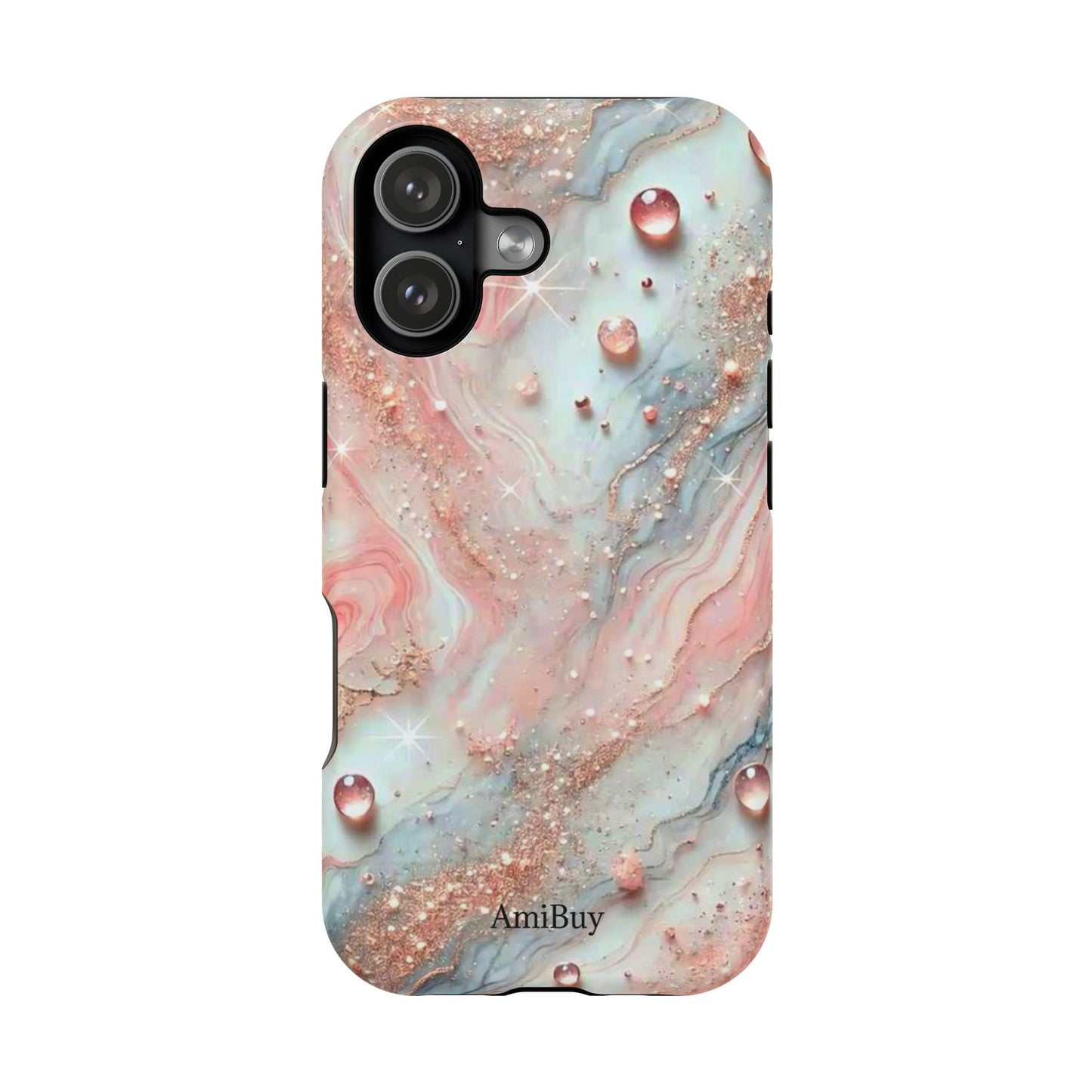 Marble Rose Phone Case — Magnetic Impact-Resistant iPhone Cover