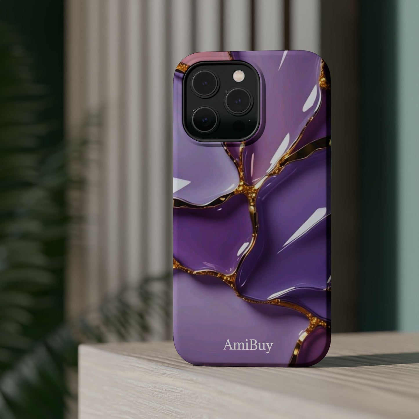Purple Gold Marble Magnetic Impact-Resistant Phone Case