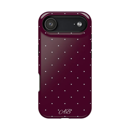 Magnetic Impact-Resistant Phone Case — Burgundy Microdot Protective Cover