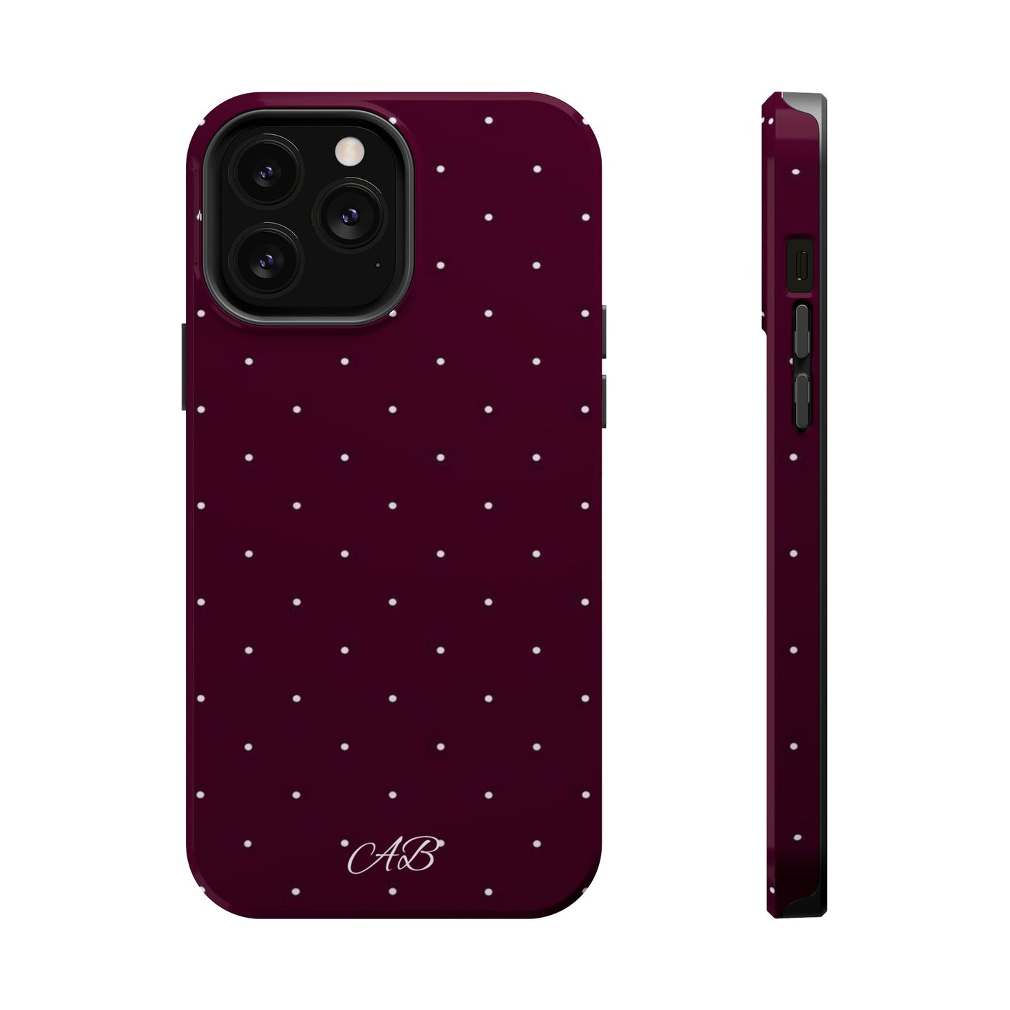 Magnetic Impact-Resistant Phone Case — Burgundy Microdot Protective Cover