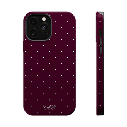 Magnetic Impact-Resistant Phone Case — Burgundy Microdot Protective Cover