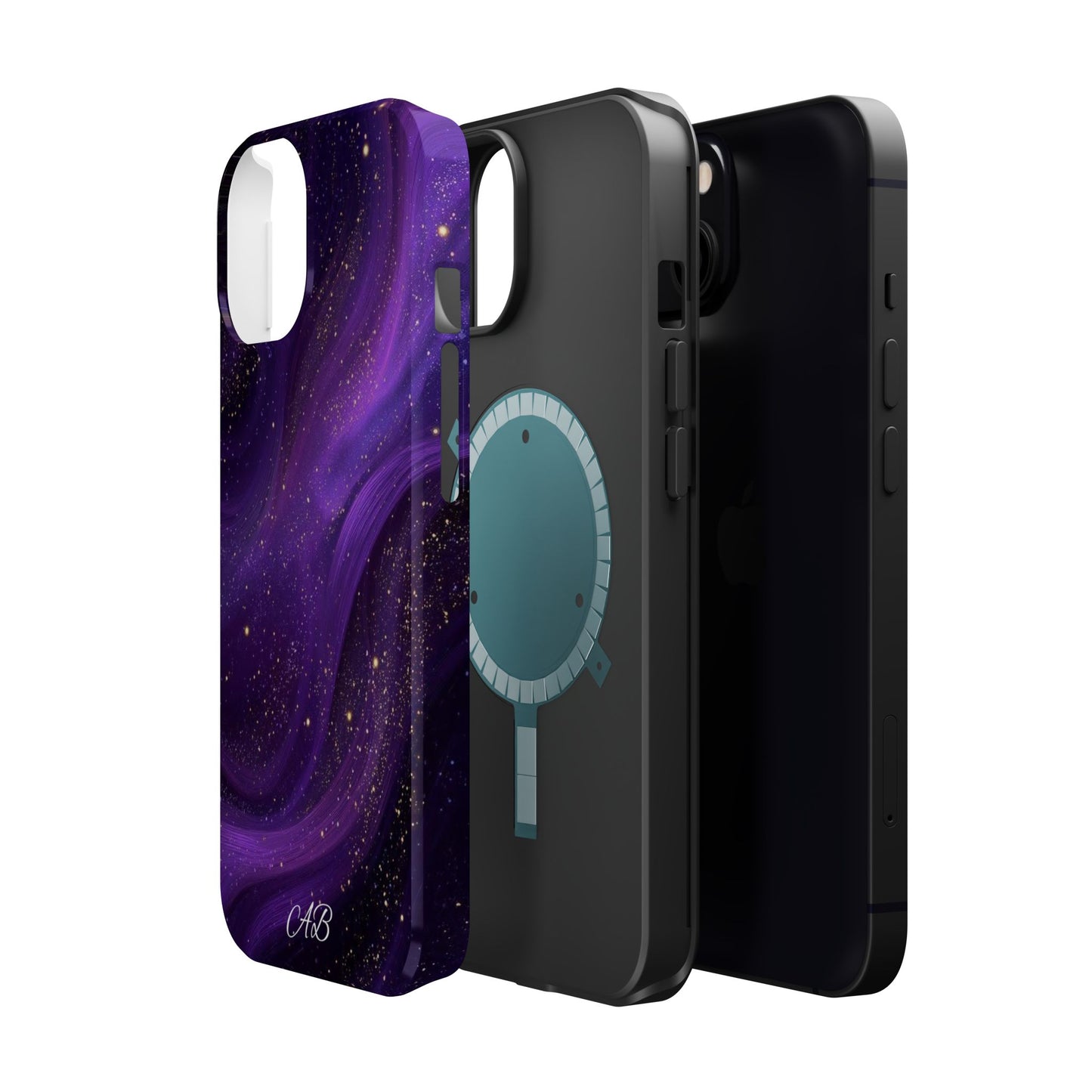 Purple Galaxy Magnetic Impact Phone Case — Shockproof Cosmic Swirl Design