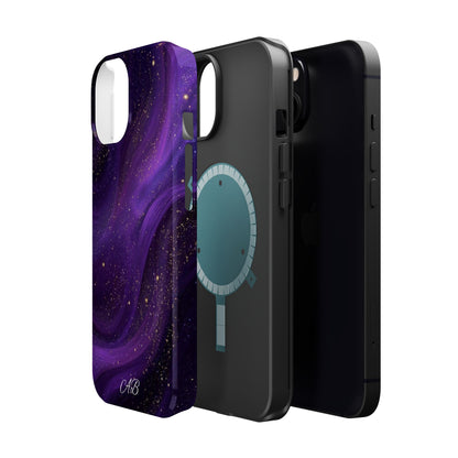 Purple Galaxy Magnetic Impact Phone Case — Shockproof Cosmic Swirl Design