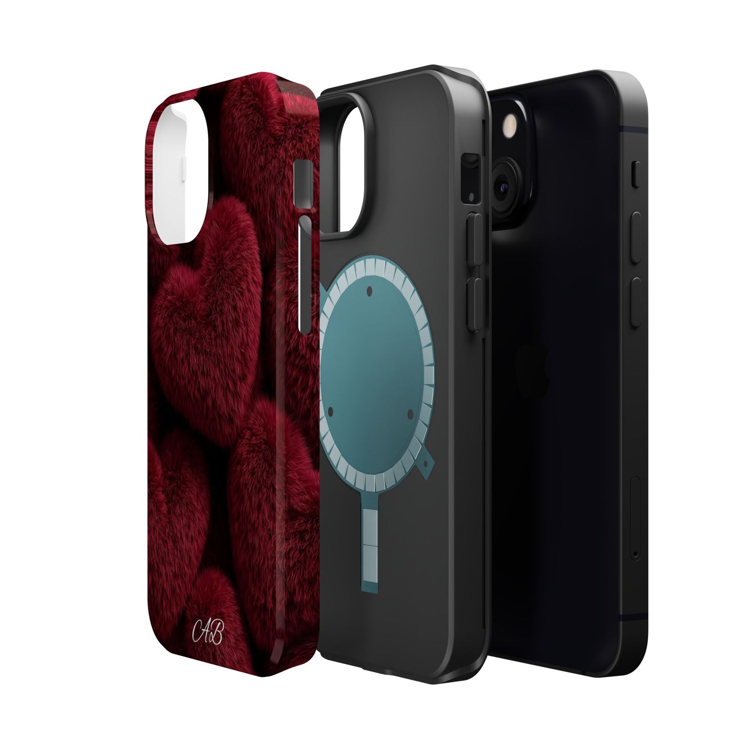 Magnetic Impact-Resistant Case — Plush Red Hearts Phone Cover