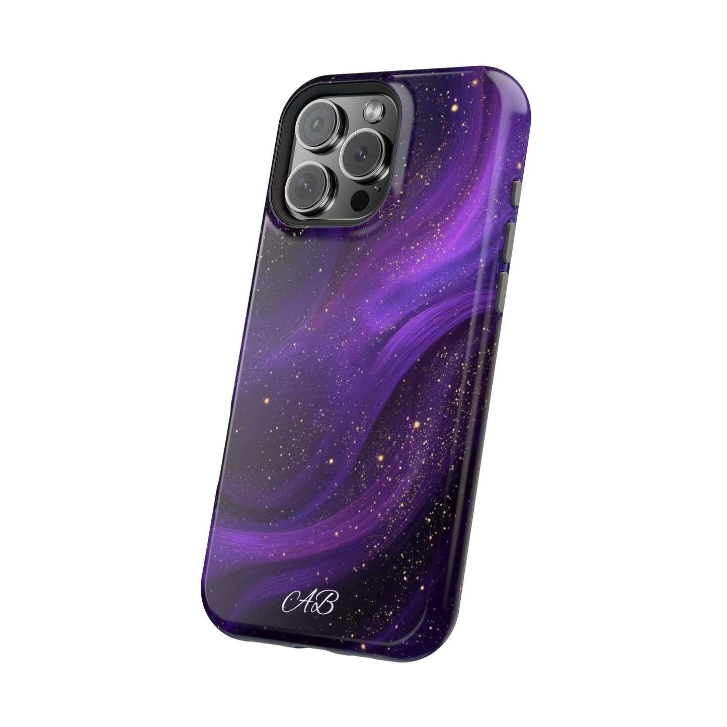 Purple Galaxy Magnetic Impact Phone Case — Shockproof Cosmic Swirl Design