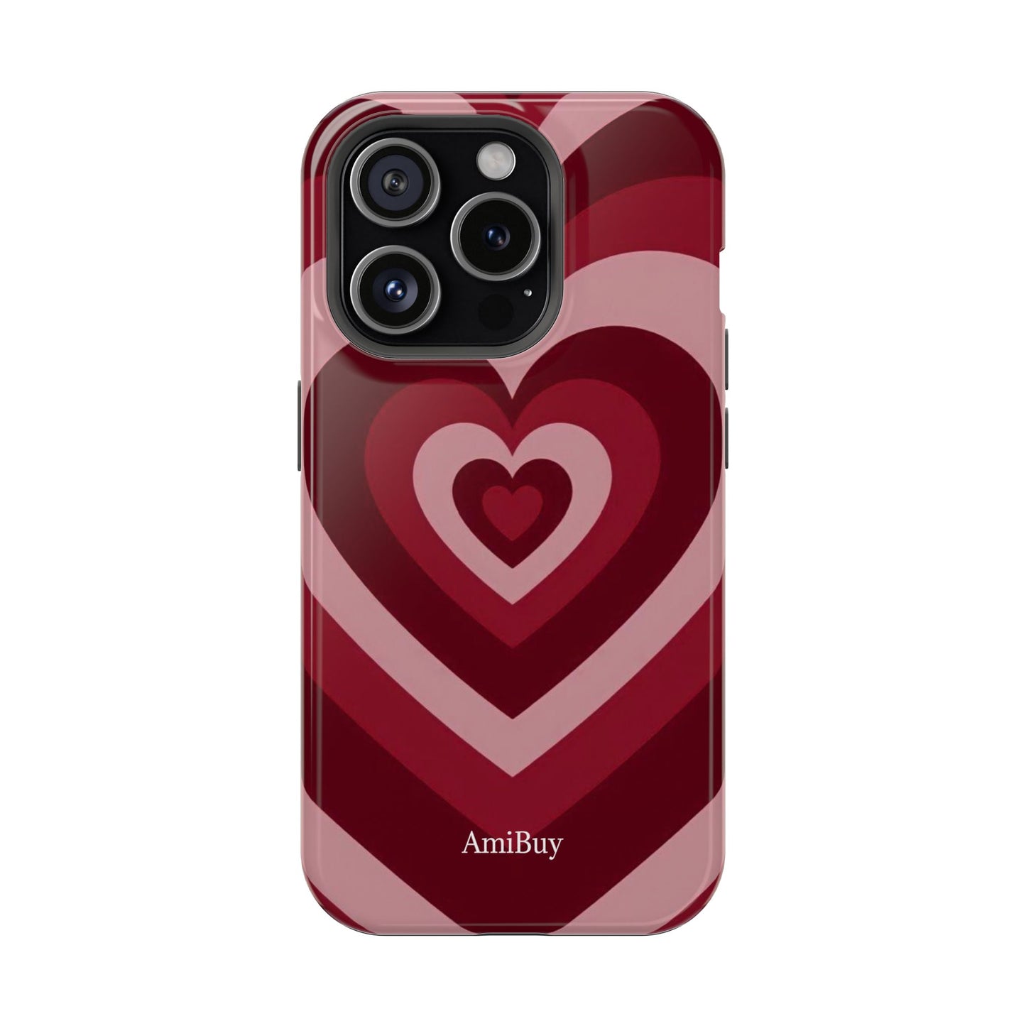 Magnetic Impact-Resistant Phone Case — Retro Layered Heart Design