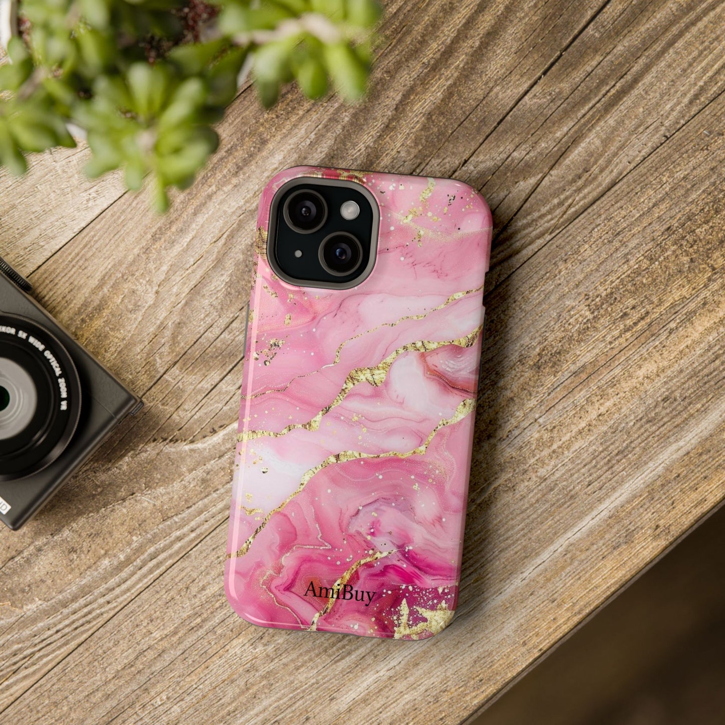 Pink Gold Marble Magnetic Impact-Resistant Phone Case