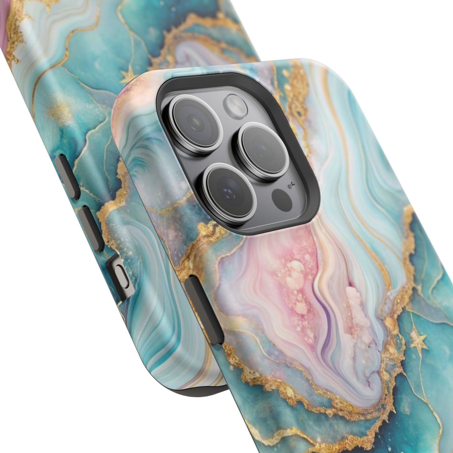 Marbled Aqua & Rose Gold Magnetic Impact Phone Case