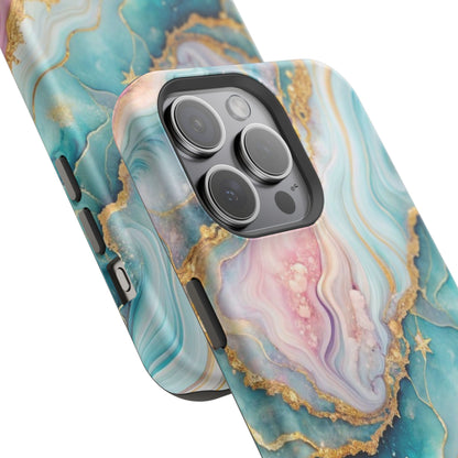 Marbled Aqua & Rose Gold Magnetic Impact Phone Case