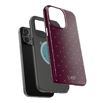 Magnetic Impact-Resistant Phone Case — Burgundy Microdot Protective Cover