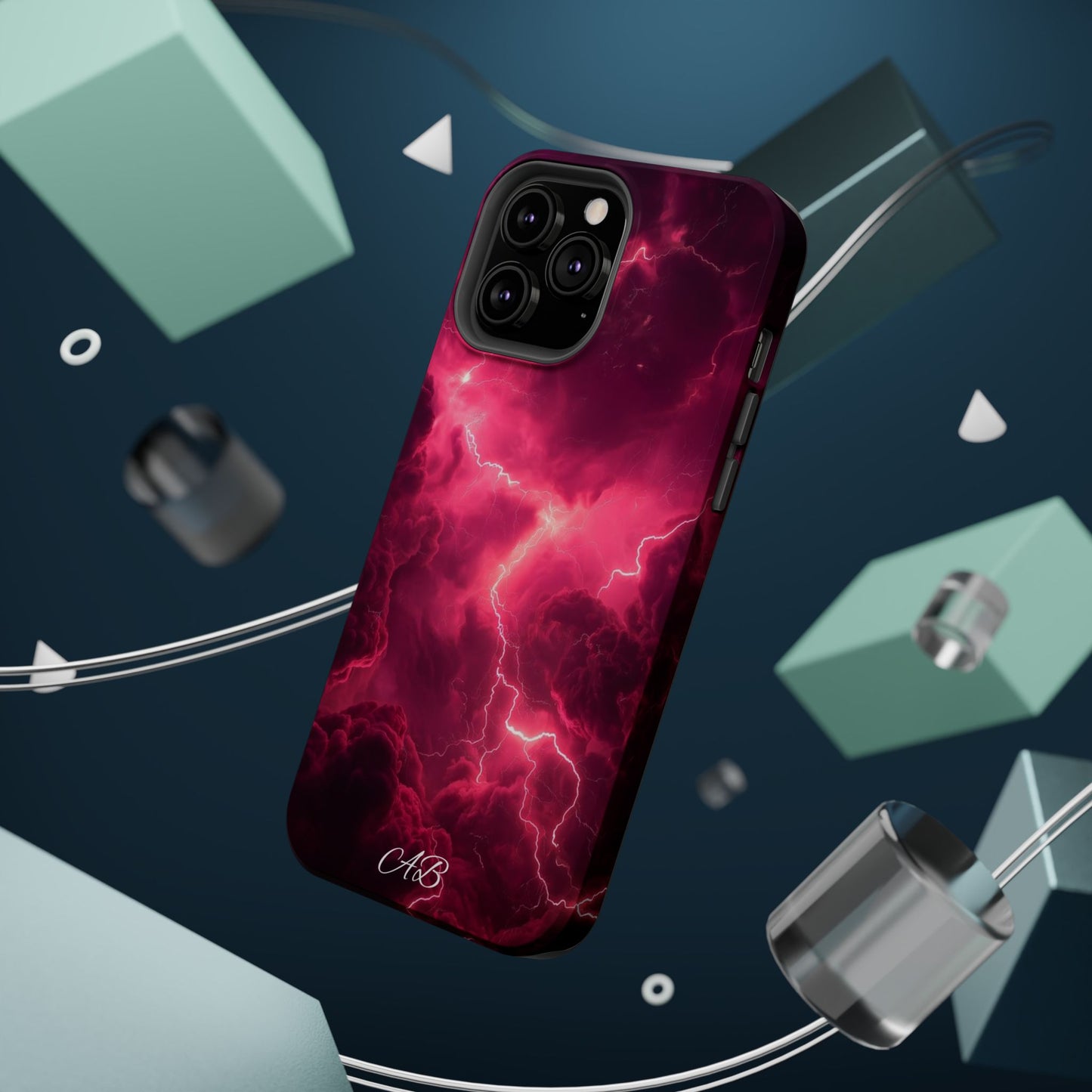 Magenta Lightning Phone Case — Magnetic Impact-Resistant iPhone Cover