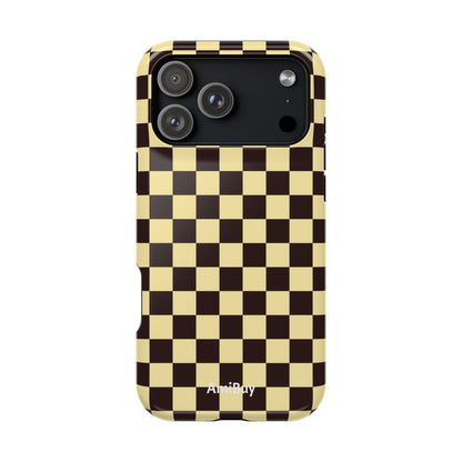 Checkerboard Magnetic Impact Case — Retro Black & Cream Phone Cover