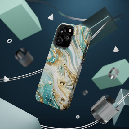 Marbled Teal & Gold Magnetic Impact-Resistant Phone Case