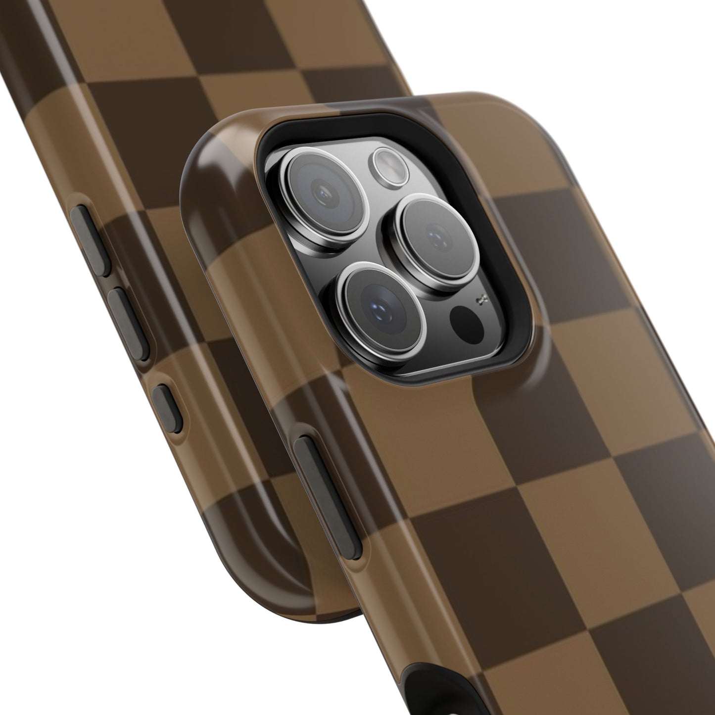 Brown Checkered Magnetic Impact-Resistant Phone Case