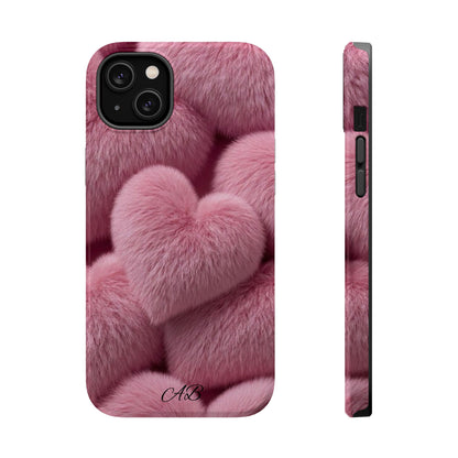 Pink Fuzzy Heart Phone Case — Magnetic Impact-Resistant