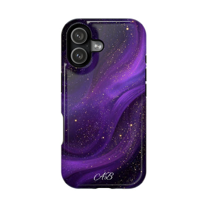 Purple Galaxy Magnetic Impact Phone Case — Shockproof Cosmic Swirl Design