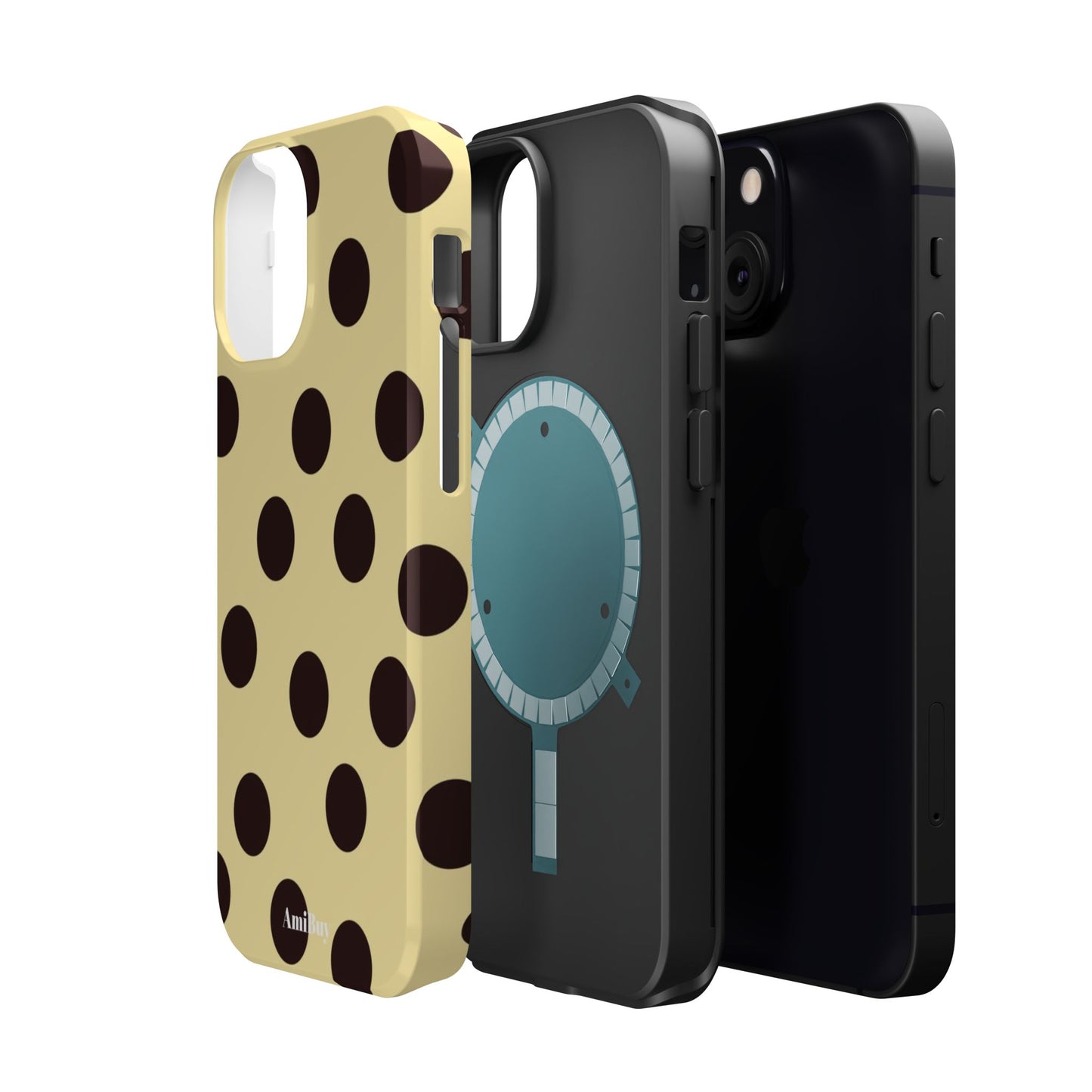 Polka Dot Magnetic Impact Phone Case — Yellow & Black Protective Cover