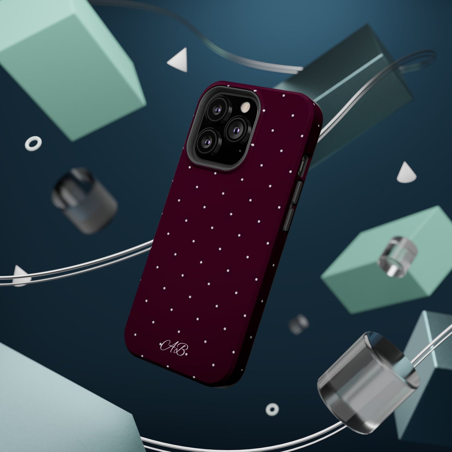 Magnetic Impact-Resistant Phone Case — Burgundy Microdot Protective Cover