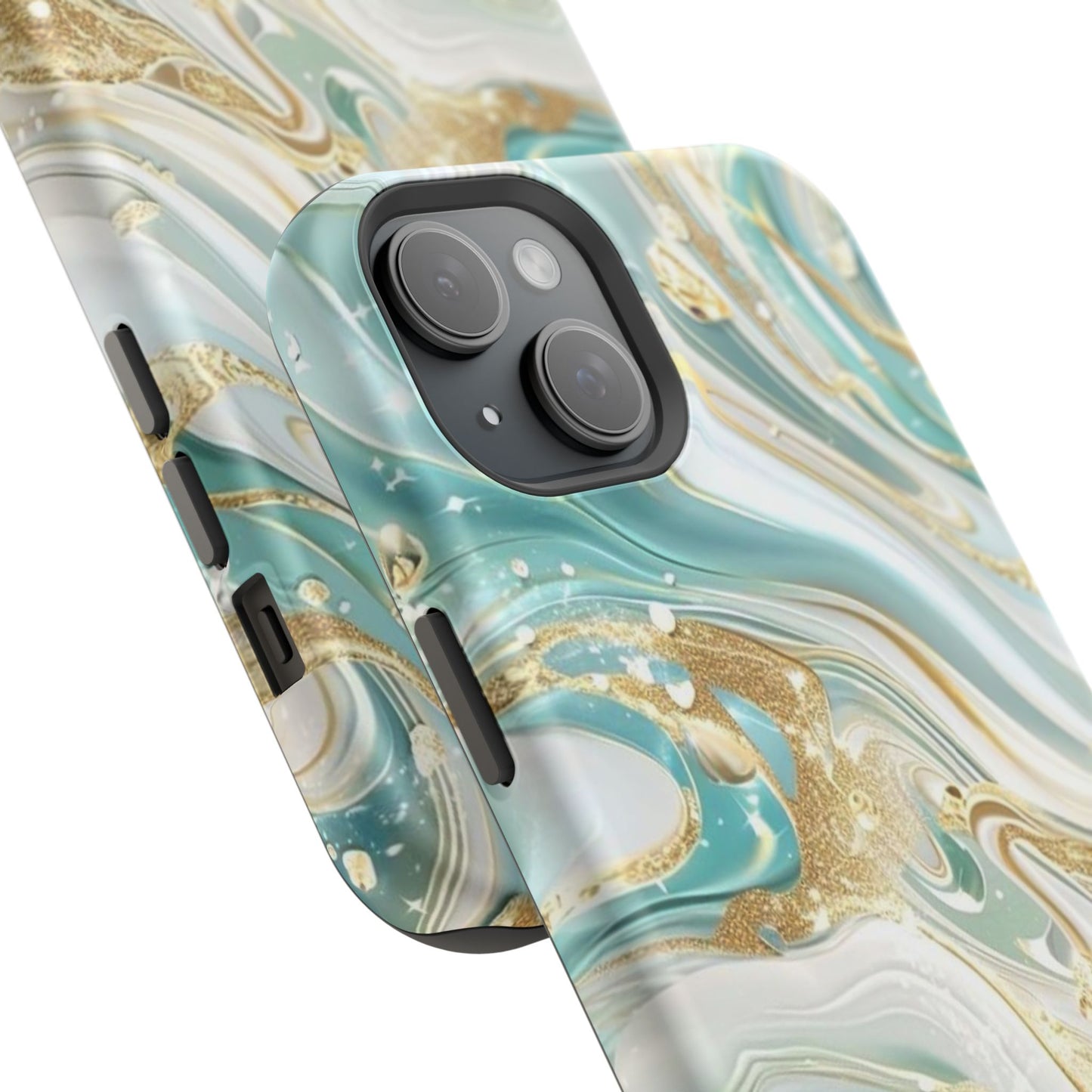 Marbled Teal & Gold Magnetic Impact-Resistant Phone Case