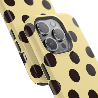 Polka Dot Magnetic Impact Phone Case — Yellow & Black Protective Cover