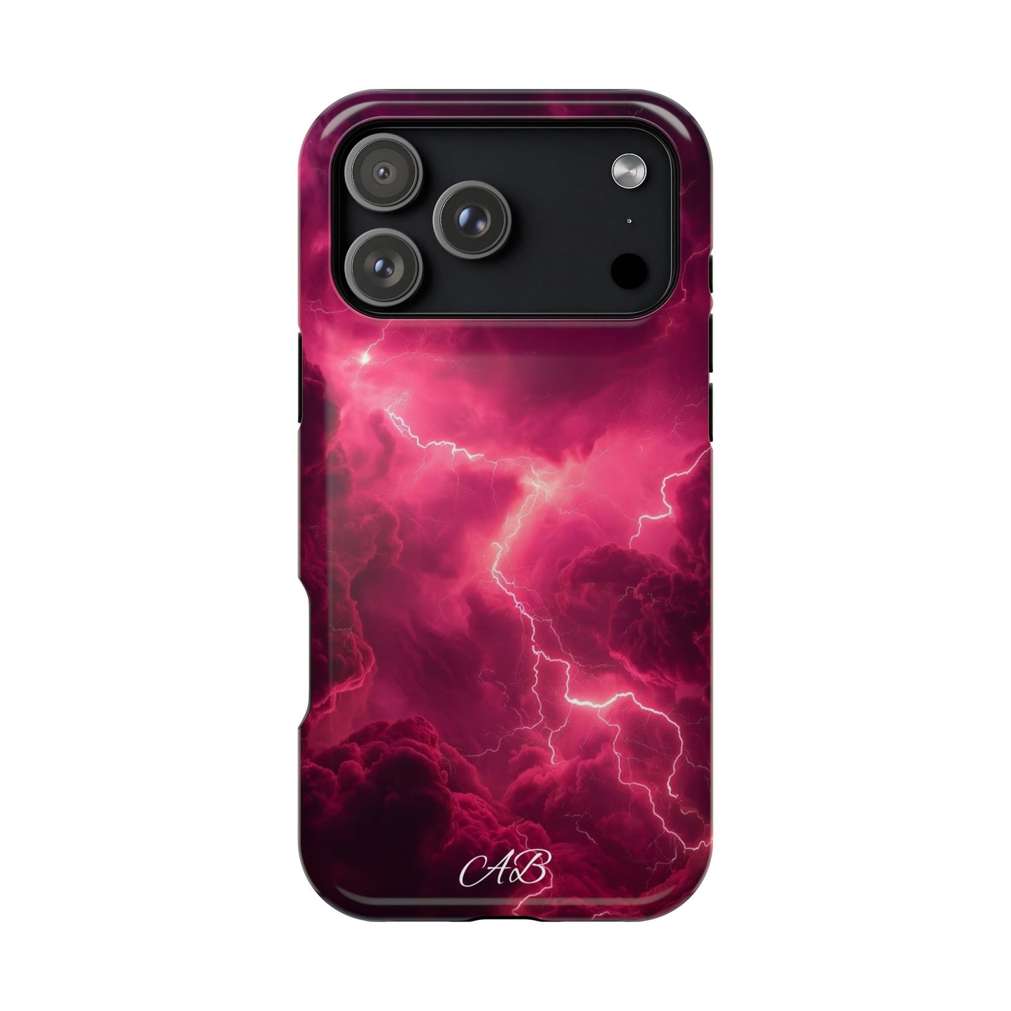 Magenta Lightning Phone Case — Magnetic Impact-Resistant iPhone Cover