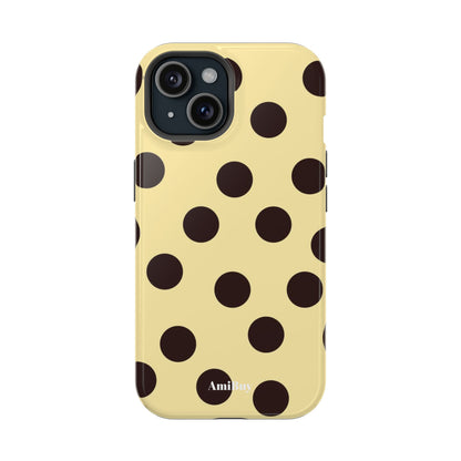 Polka Dot Magnetic Impact Phone Case — Yellow & Black Protective Cover