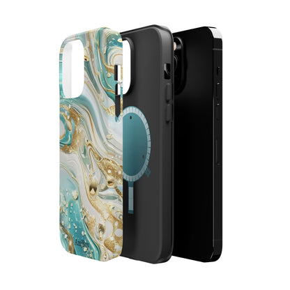 Marbled Teal & Gold Magnetic Impact-Resistant Phone Case
