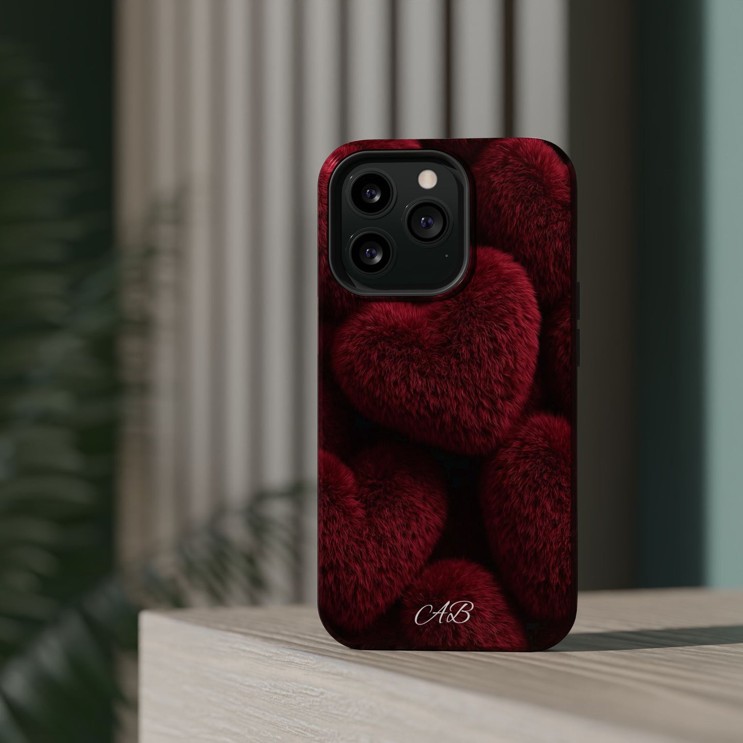 Magnetic Impact-Resistant Case — Plush Red Hearts Phone Cover
