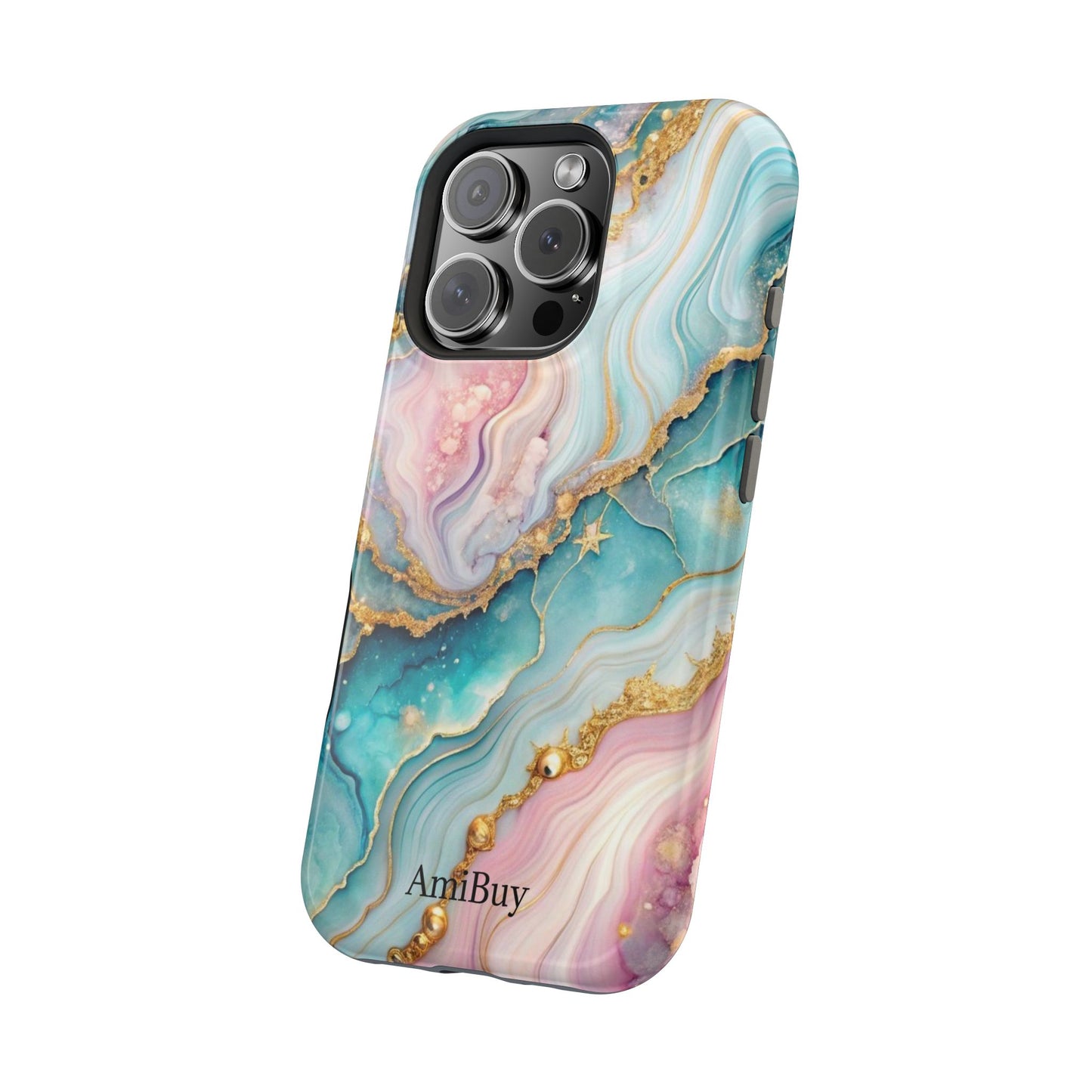 Marbled Aqua & Rose Gold Magnetic Impact Phone Case