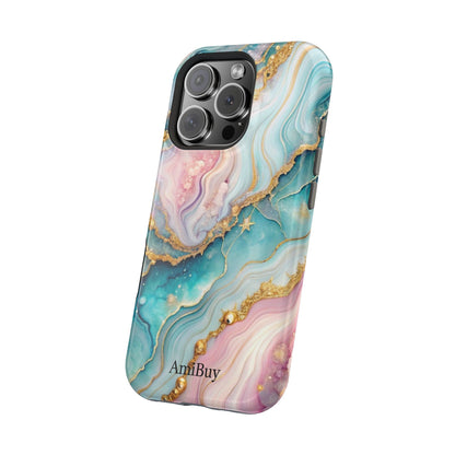 Marbled Aqua & Rose Gold Magnetic Impact Phone Case