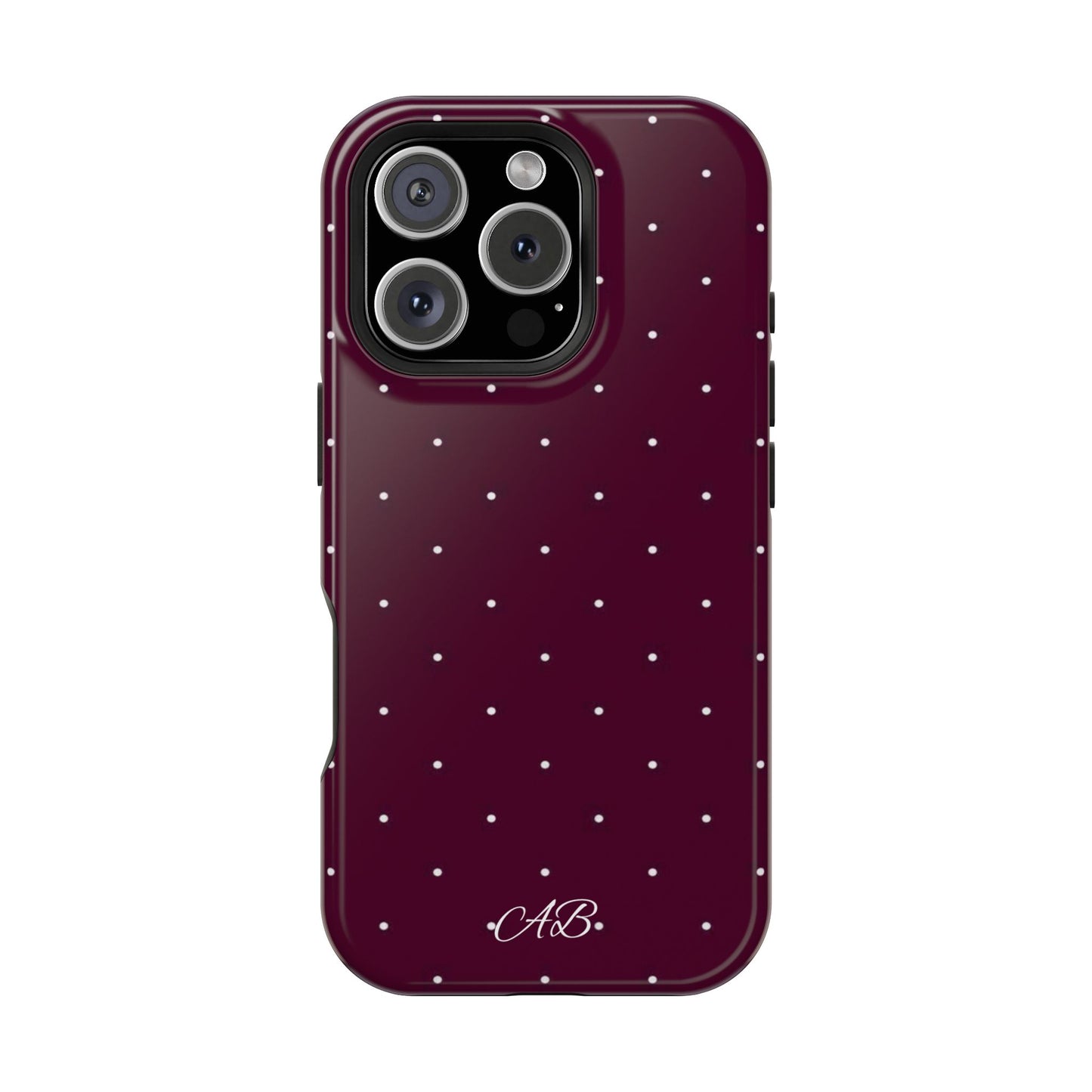 Magnetic Impact-Resistant Phone Case — Burgundy Microdot Protective Cover
