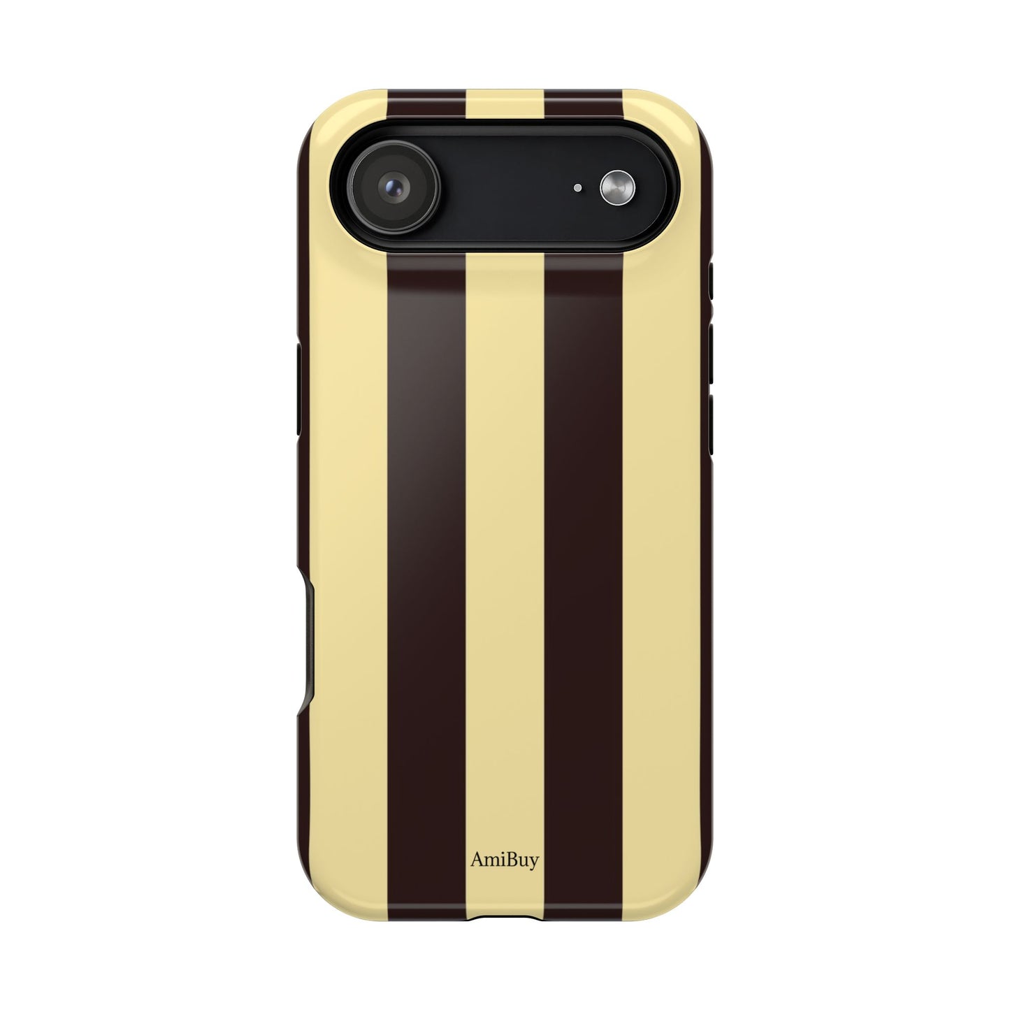 Striped Magnetic Impact-Resistant Phone Case — Brown & Cream Vertical Stripes