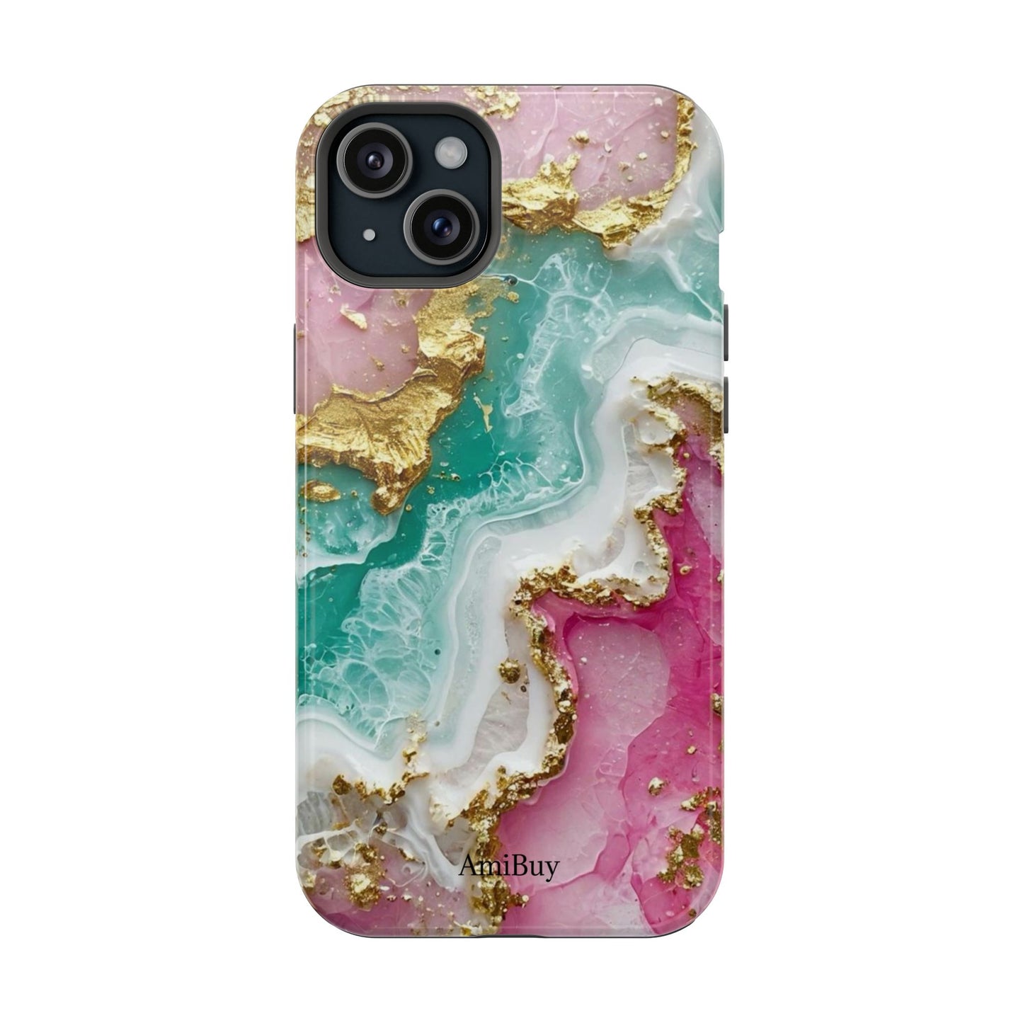 Marbled Pink & Teal Geode Magnetic Impact Phone Case