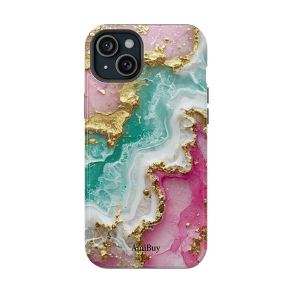Marbled Pink & Teal Geode Magnetic Impact Phone Case
