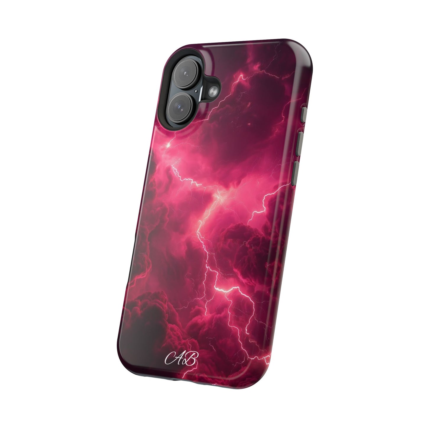 Magenta Lightning Phone Case — Magnetic Impact-Resistant iPhone Cover