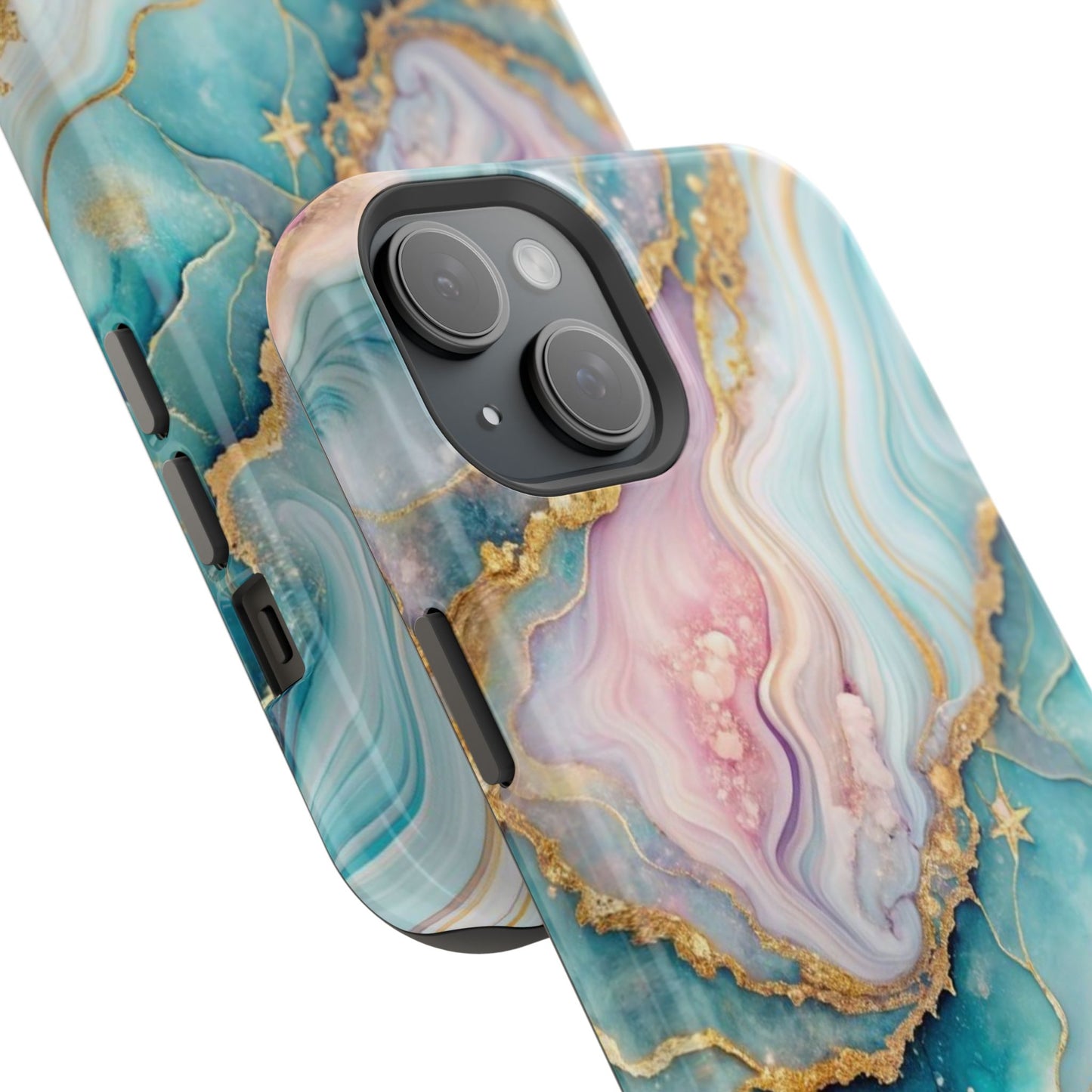Marbled Aqua & Rose Gold Magnetic Impact Phone Case