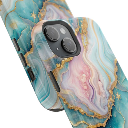 Marbled Aqua & Rose Gold Magnetic Impact Phone Case