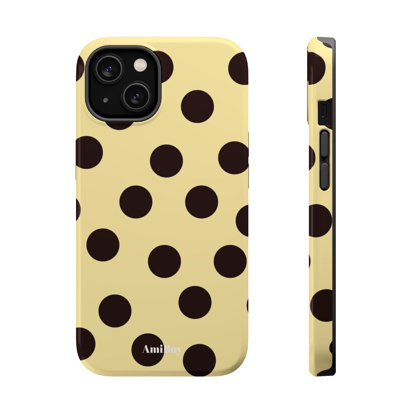 Polka Dot Magnetic Impact Phone Case — Yellow & Black Protective Cover