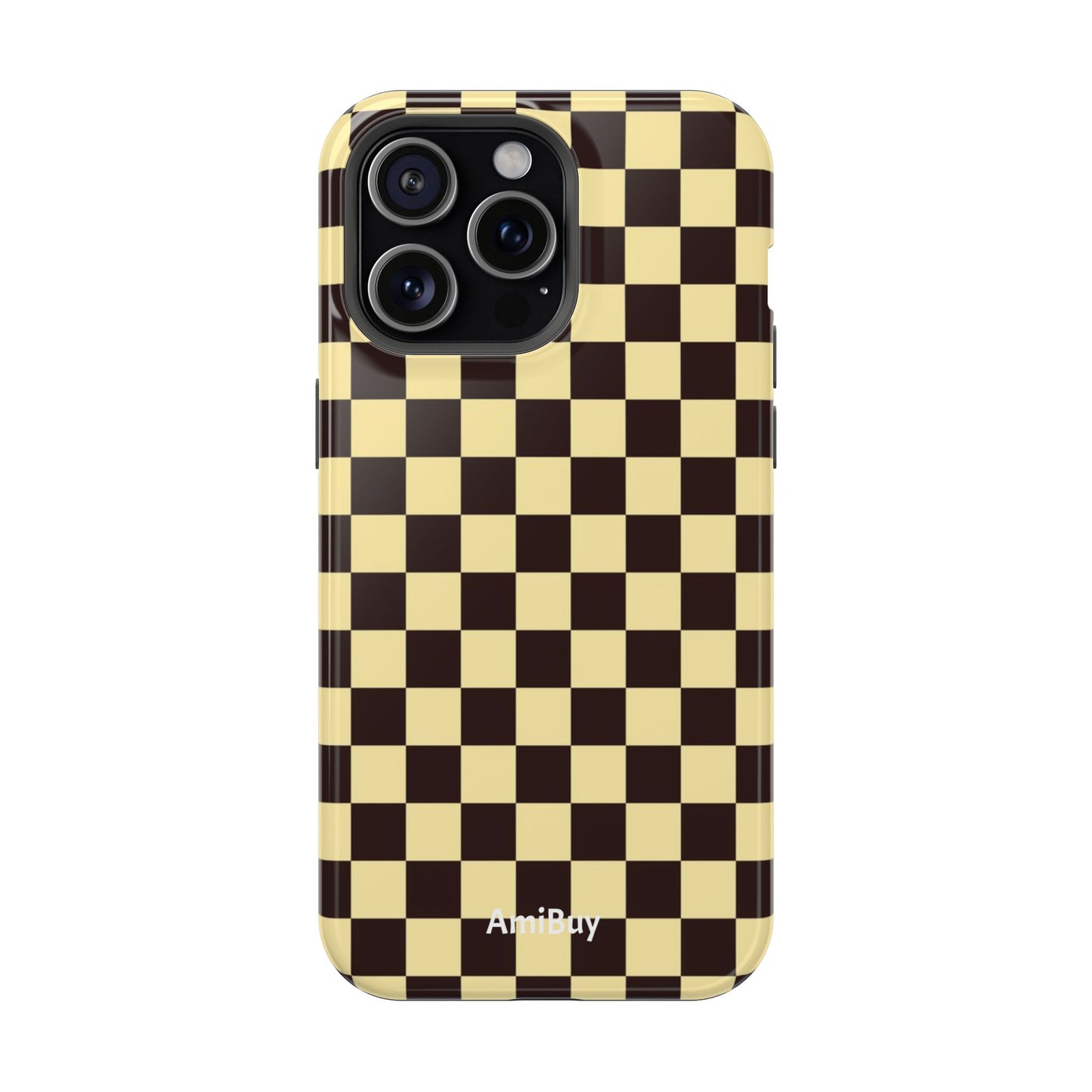 Checkerboard Magnetic Impact Case — Retro Black & Cream Phone Cover