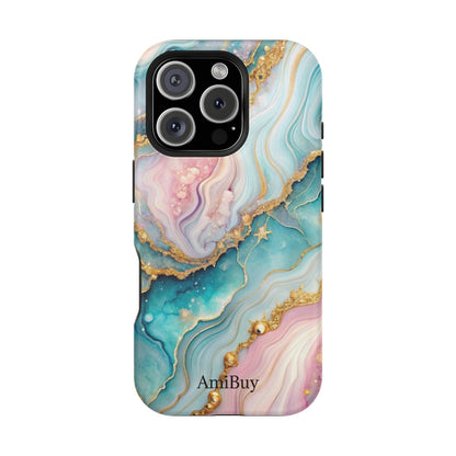 Marbled Aqua & Rose Gold Magnetic Impact Phone Case