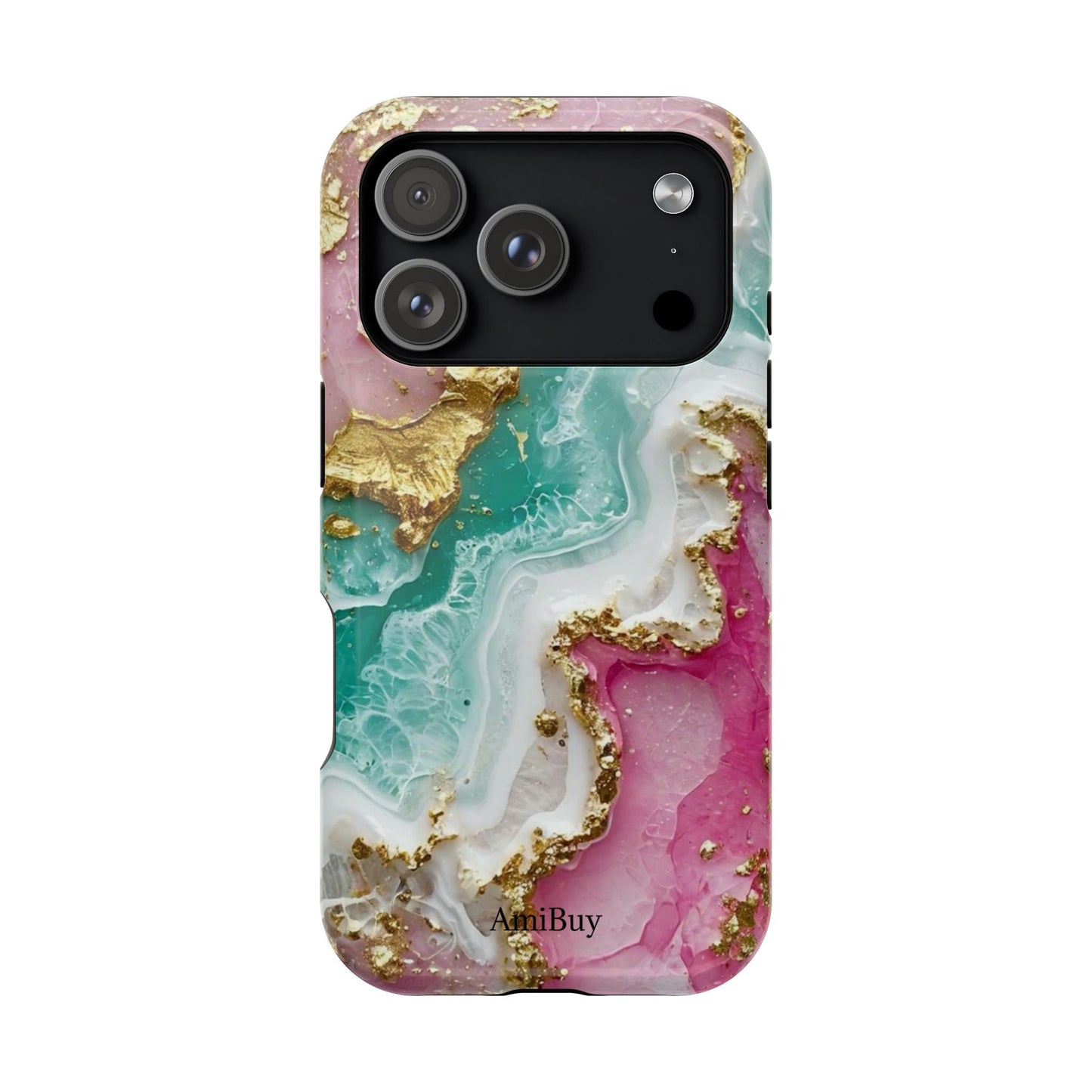 Marbled Pink & Teal Geode Magnetic Impact Phone Case