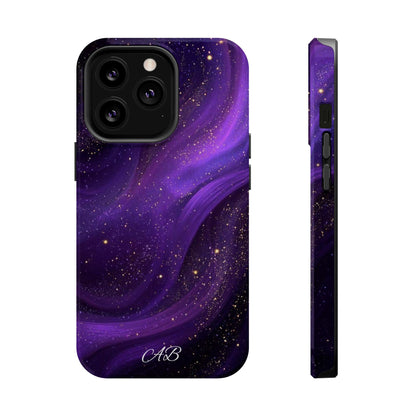 Purple Galaxy Magnetic Impact Phone Case — Shockproof Cosmic Swirl Design