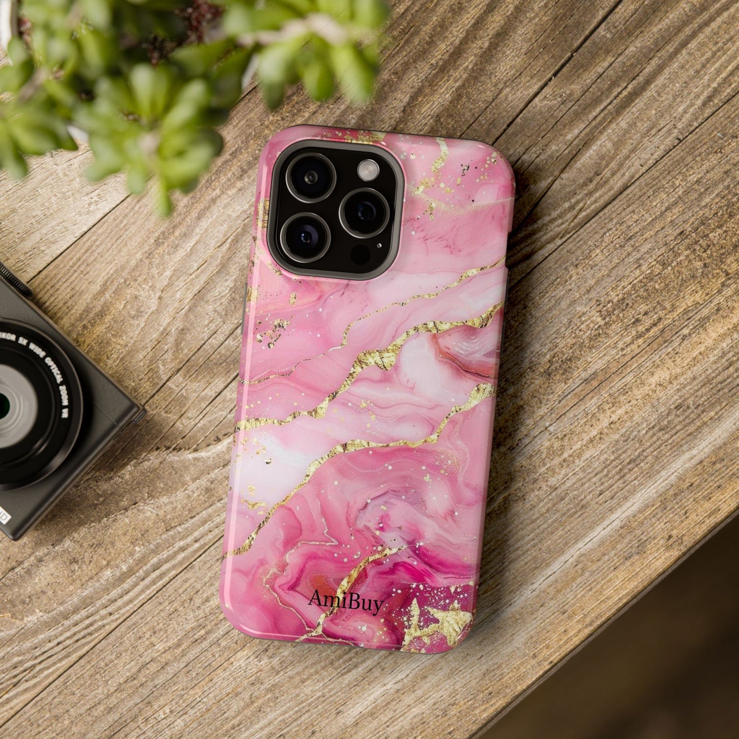 Pink Gold Marble Magnetic Impact-Resistant Phone Case